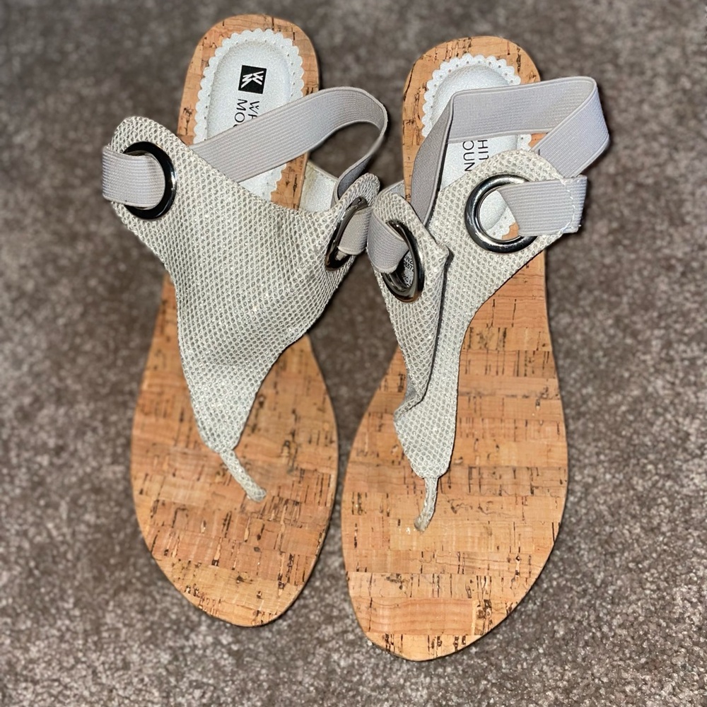 White Mountain Women's Gray Wedge Sandals